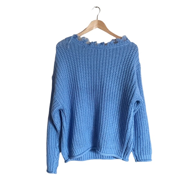 Rue 21 Slouchy Fringe Collar Oversized Sweater Size S/M - Picture 2 of 7